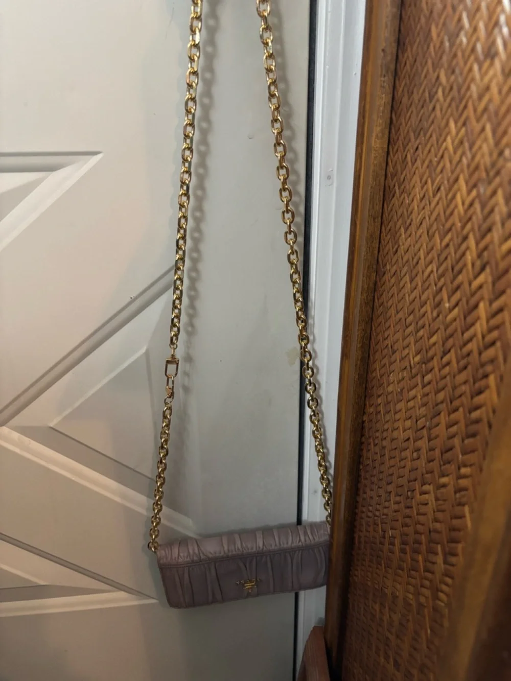 PRADA Nappa Gaufre Continental Wallet / WOC - Pomice Beige - Picture 2 of 11